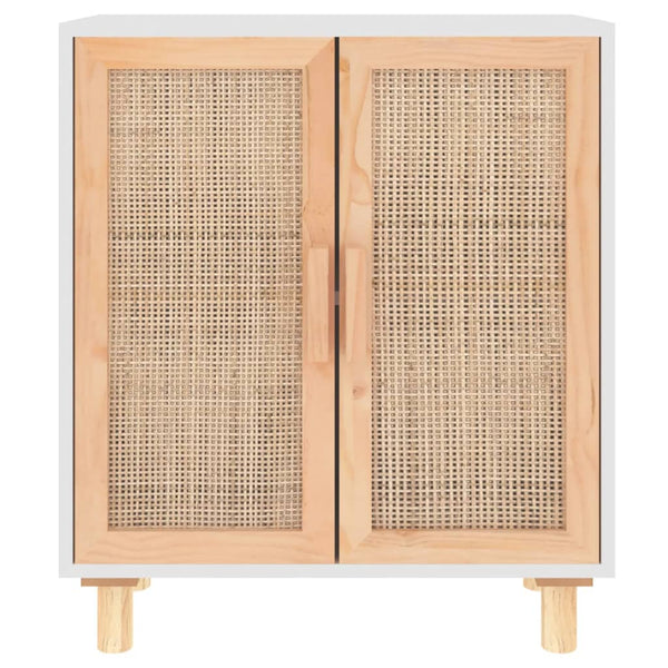 Sideboard Weiß Kiefer Massivholz & Rattan 60x70 cm