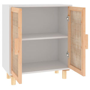 Sideboard Weiß Kiefer Massivholz & Rattan 60x70 cm