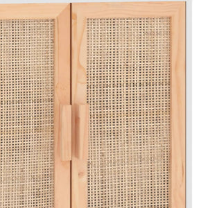Sideboard Weiß Kiefer Massivholz & Rattan 60x70 cm