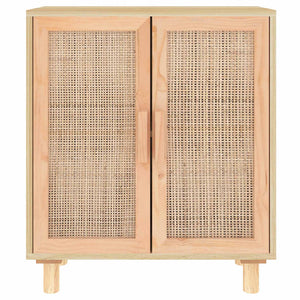 Sideboard Braun 60x30x70 cm Kiefer Massivholz Rattan