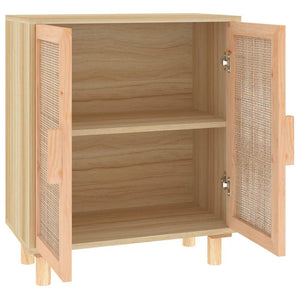 Sideboard Braun 60x30x70 cm Kiefer Massivholz Rattan