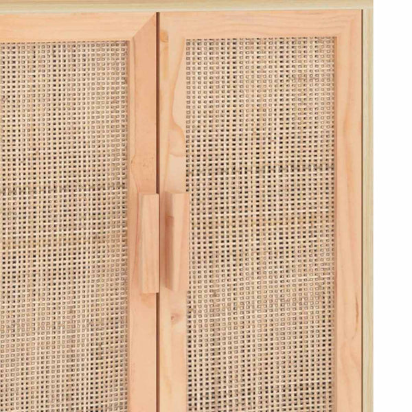 Sideboard Braun 60x30x70 cm Kiefer Massivholz Rattan