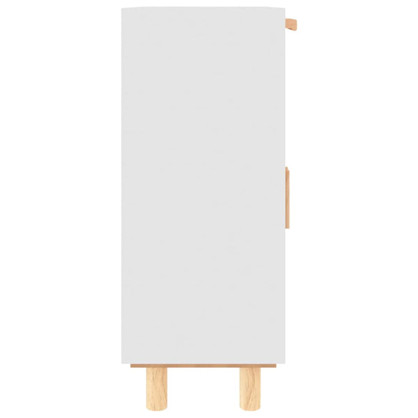Weißes Sideboard 60 cm Massivholz Kiefer & Rattan