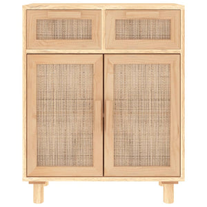 Sideboard Braun Kiefer Massivholz & Natur-Rattan