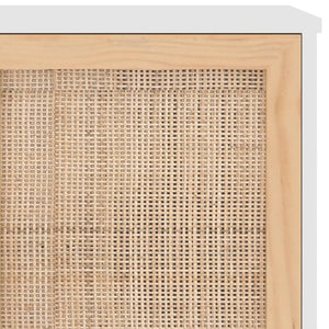 Weißes Sideboard 105cm Kiefer Massivholz & Rattan