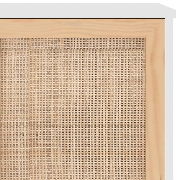Weißes Sideboard 105cm Kiefer Massivholz & Rattan