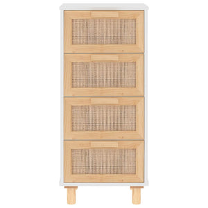 Weißes Sideboard 40x30x90cm Kiefer Massivholz Rattan