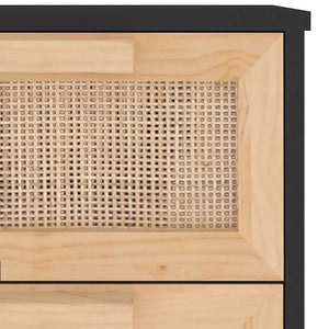 vidaXL Buffet noir 40x30x90 cm Bois de pin massif et rotin naturel