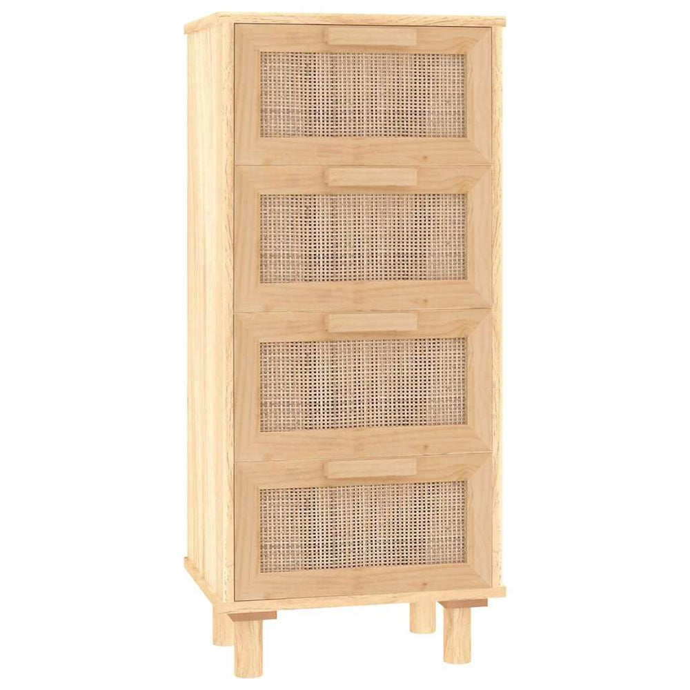 Braunes Sideboard 40x90 cm Kiefer Massivholz Rattan
