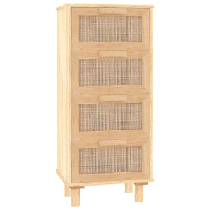 Braunes Sideboard 40x90 cm Kiefer Massivholz Rattan