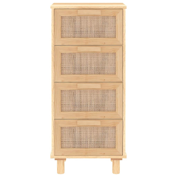 Braunes Sideboard 40x90 cm Kiefer Massivholz Rattan