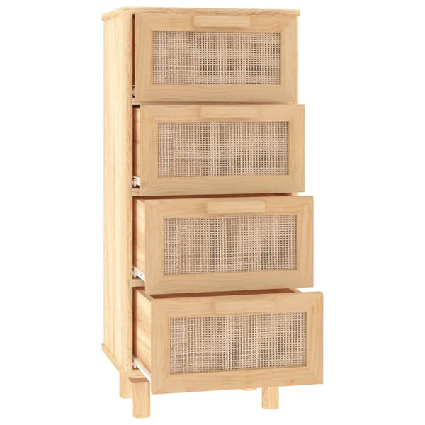 Braunes Sideboard 40x90 cm Kiefer Massivholz Rattan