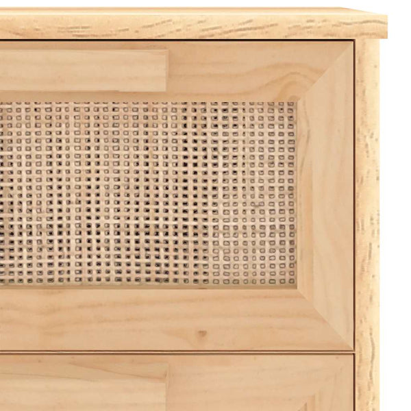 Braunes Sideboard 40x90 cm Kiefer Massivholz Rattan
