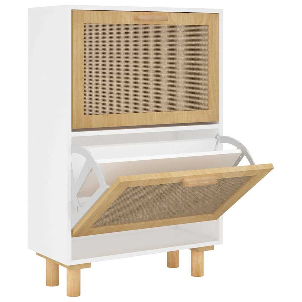 Weißer Schuhschrank mit Rattan