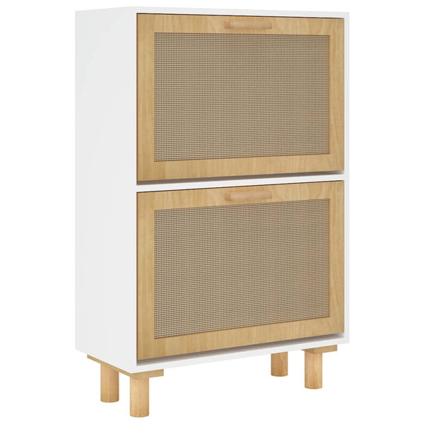 Weißer Schuhschrank mit Rattan