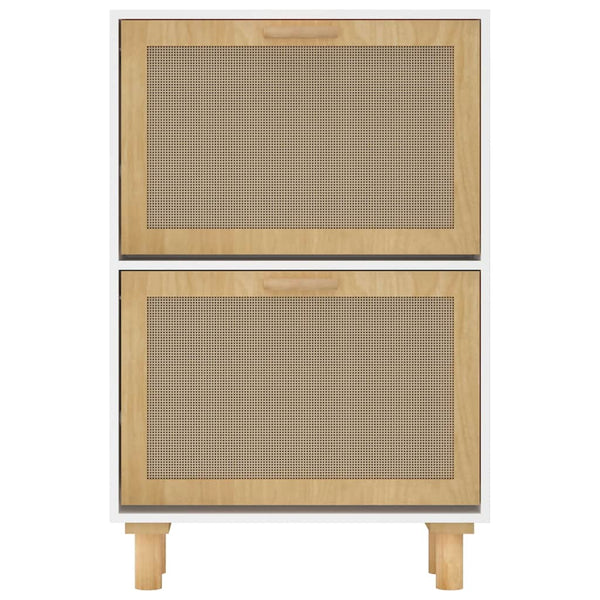 Weißer Schuhschrank mit Rattan