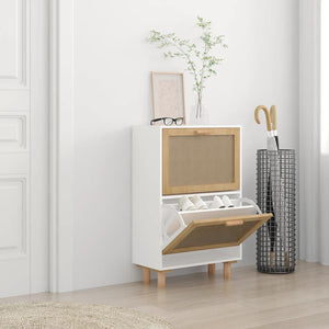 Weißer Schuhschrank mit Rattan