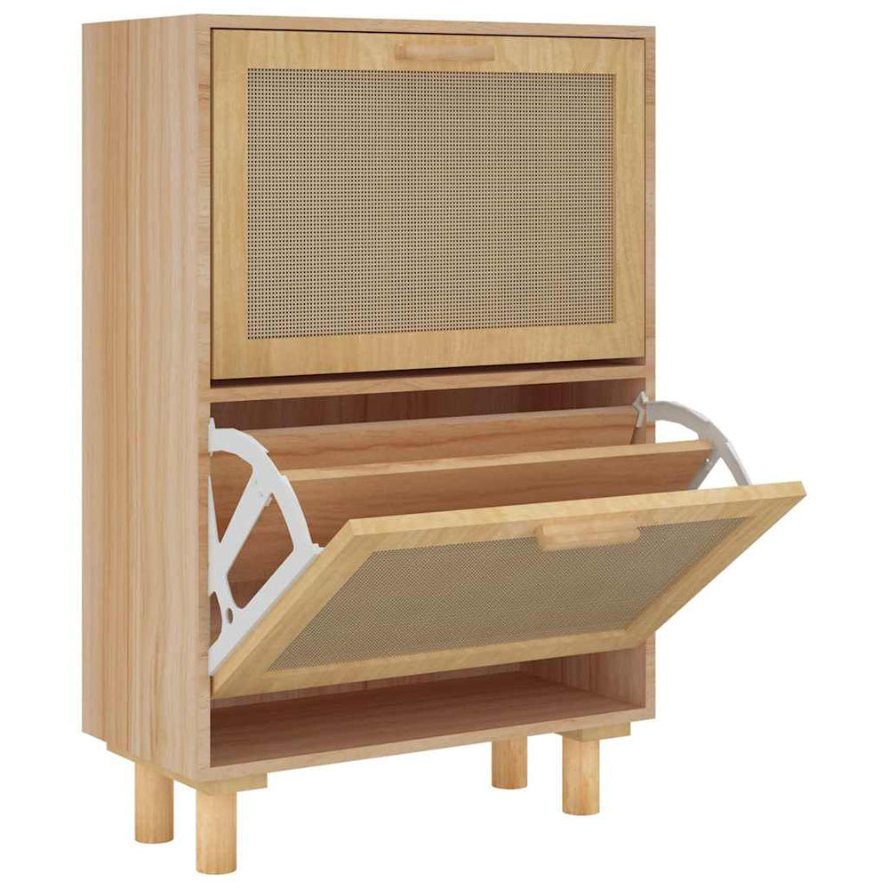 Brauner Schuhschrank mit Rattan