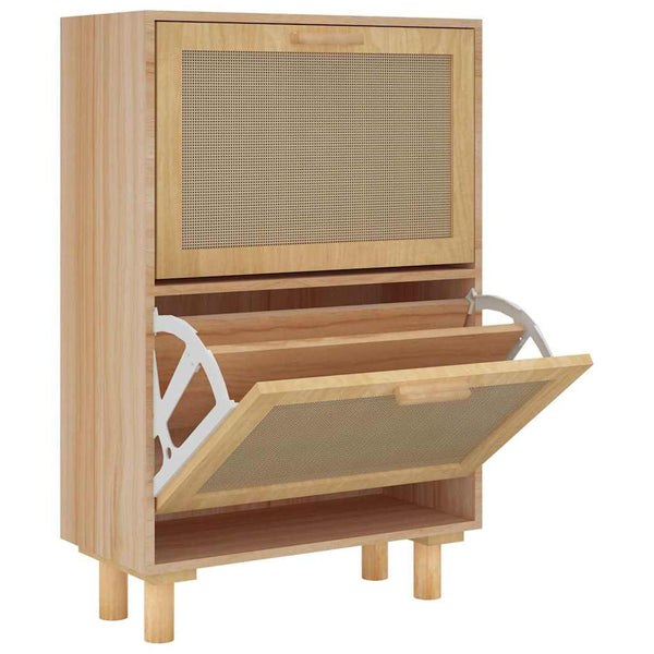 Brauner Schuhschrank mit Rattan