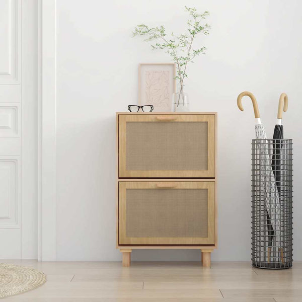 Brauner Schuhschrank mit Rattan