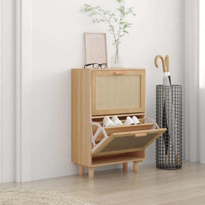 Brauner Schuhschrank mit Rattan