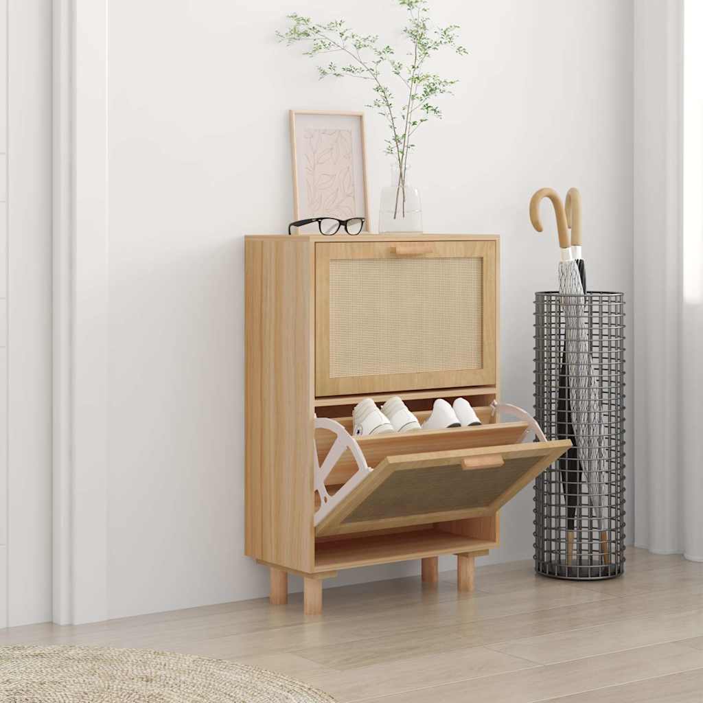 Brauner Schuhschrank mit Rattan