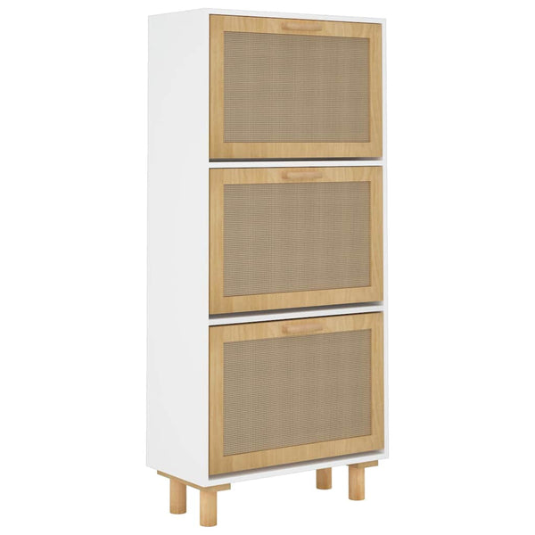 Weißer Schuhschrank mit Rattan