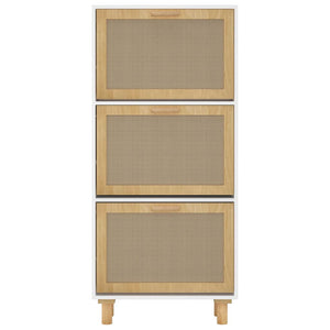 Weißer Schuhschrank mit Rattan