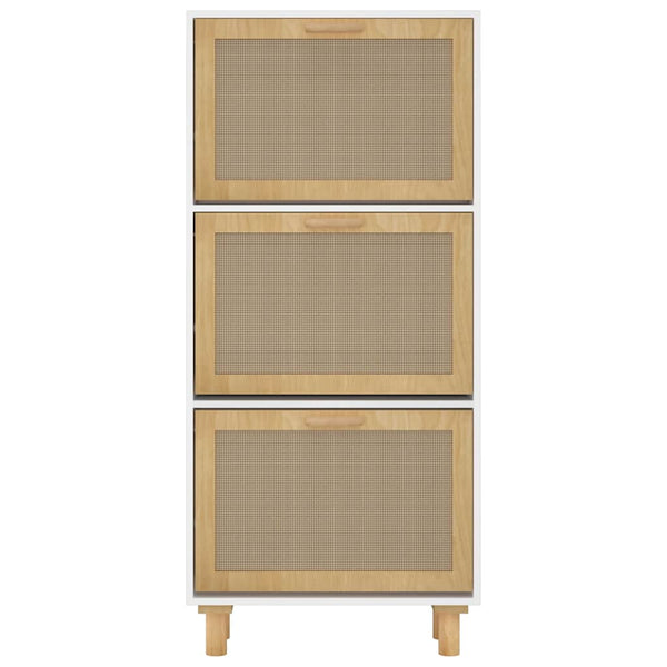 Weißer Schuhschrank mit Rattan