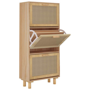Brauner Schuhschrank mit Rattan