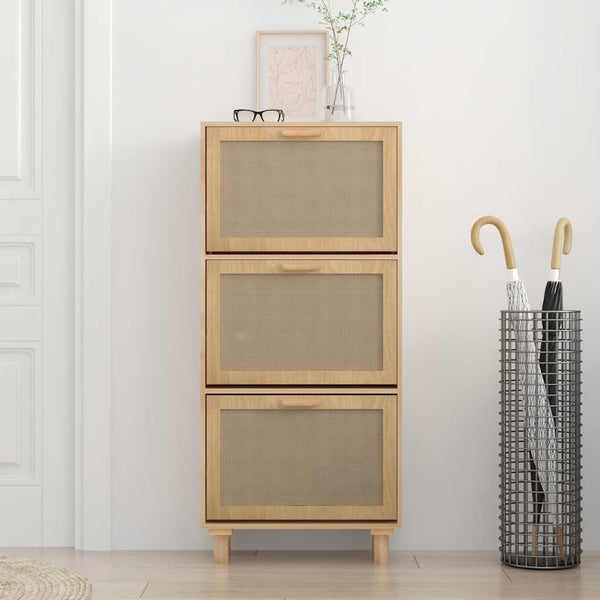 Brauner Schuhschrank mit Rattan
