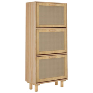Brauner Schuhschrank mit Rattan