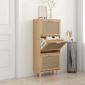 Brauner Schuhschrank mit Rattan