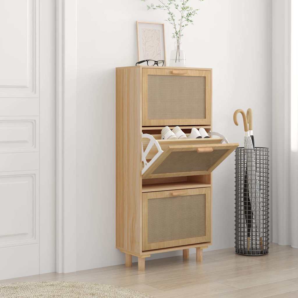 Brauner Schuhschrank mit Rattan