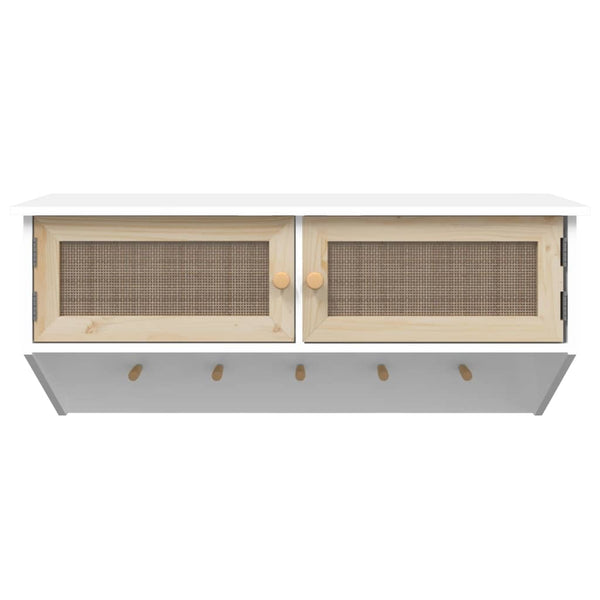 Wandgarderobe Weiß mit Rattan