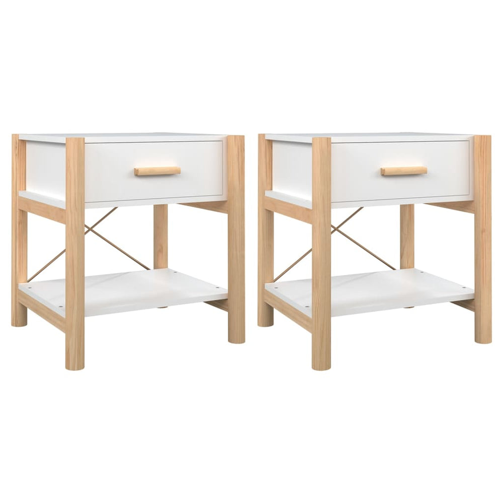 Nachttische Weiß Holz 2er-Set