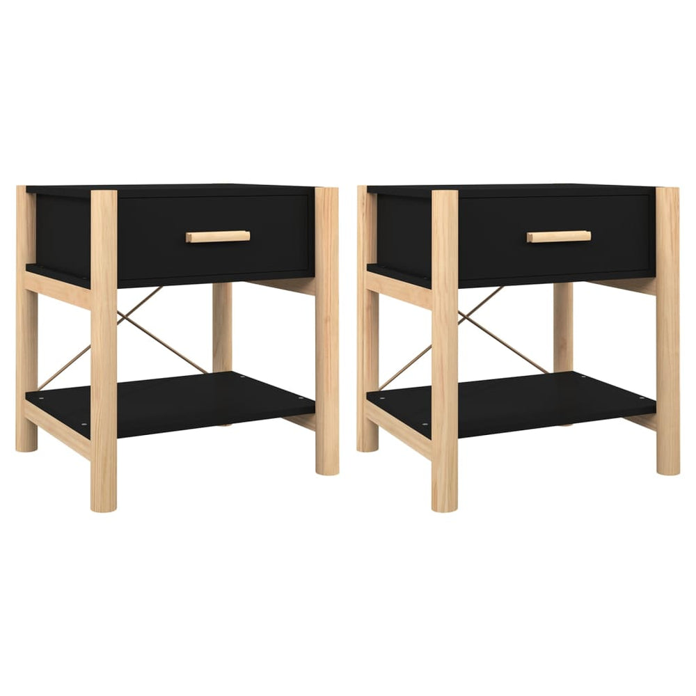 Nachttische Schwarz Holzwerkstoff 42x38x45 cm, 2er-Set