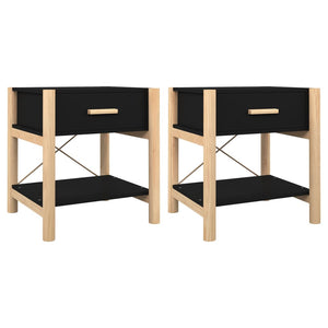 Nachttische Schwarz Holzwerkstoff 42x38x45 cm, 2er-Set