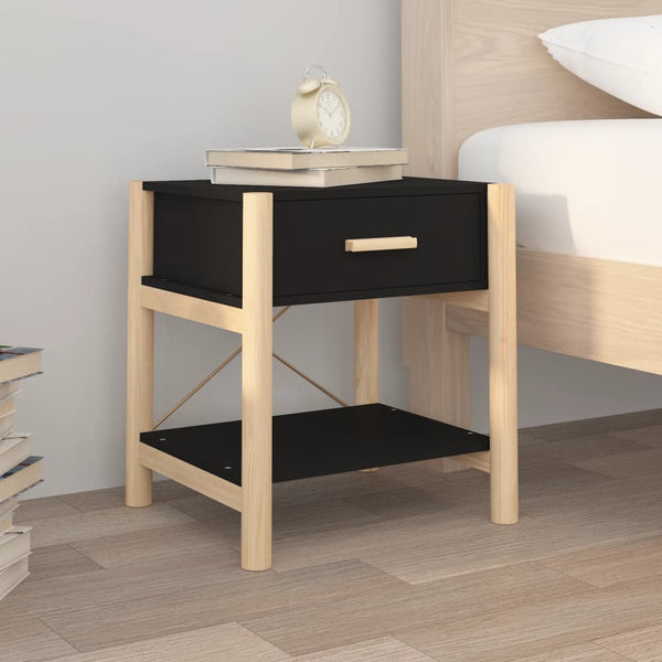 Nachttische Schwarz Holzwerkstoff 42x38x45 cm, 2er-Set
