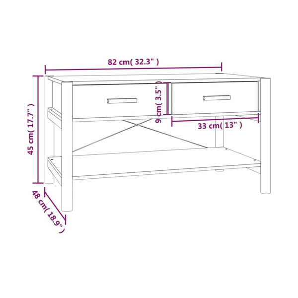 vidaXL Table basse 82x48x45 cm Bois d'ingénierie