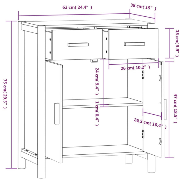 vidaXL Buffet 62x38x75 cm en bois d'ingénierie