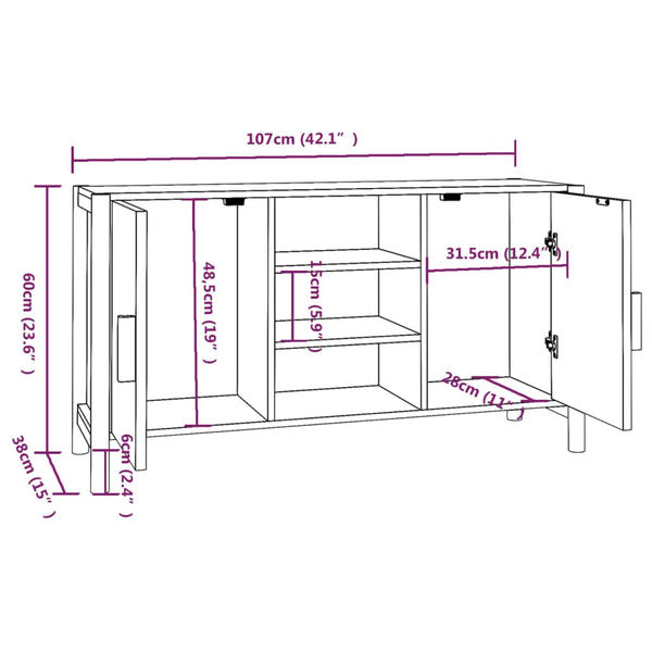Schwarzes Sideboard 107 cm