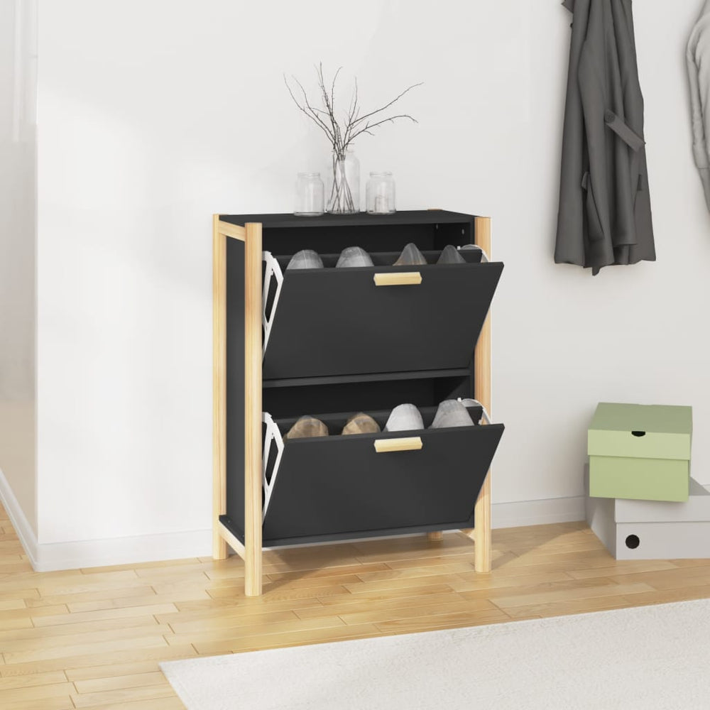 Schuhschrank Schwarz 57,5x33x80 cm