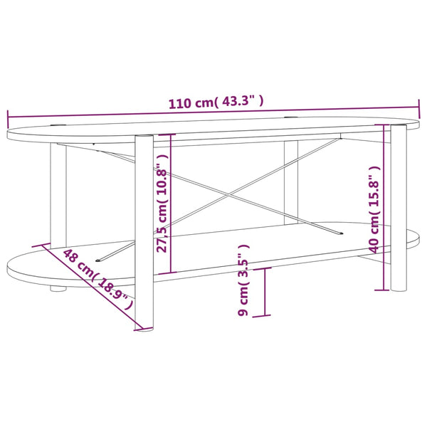 Schwarzer Couchtisch 110 cm