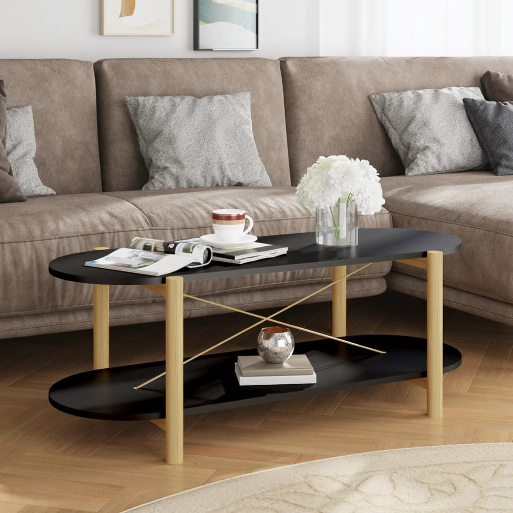 vidaXL Table basse noire 110x48x40 cm en bois d'ingénierie