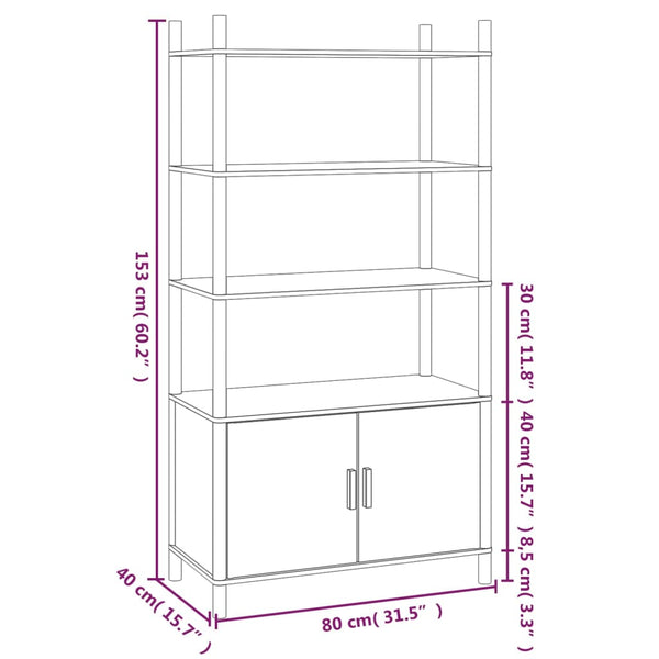 Schwarzes Highboard 80x40x153cm