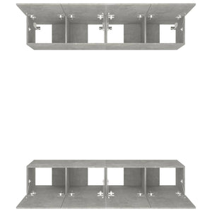 TV-Schränke 4 Stk. Betongrau 80x30x30 cm Holzwerkstoff
