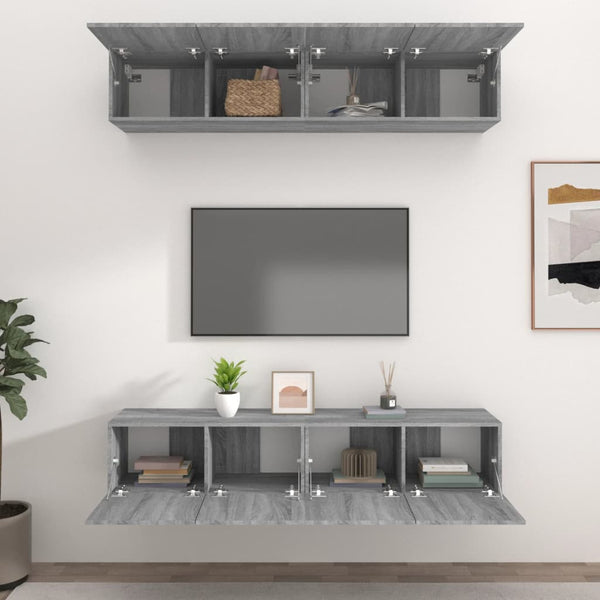 TV-Schränke 4 Stk. Grau Sonoma 80x30x30 cm Holzwerkstoff