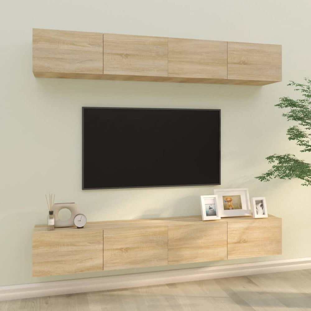 TV-Wandschränke 4 Stk. Sonoma-Eiche 100x30x30 cm
