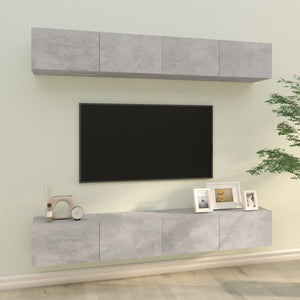 TV-Wandschränke 4 Stk. Betongrau 100x30x30 cm